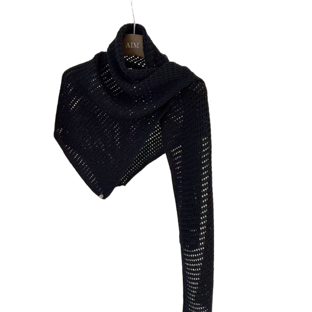 High-end openwork knit wool shawl