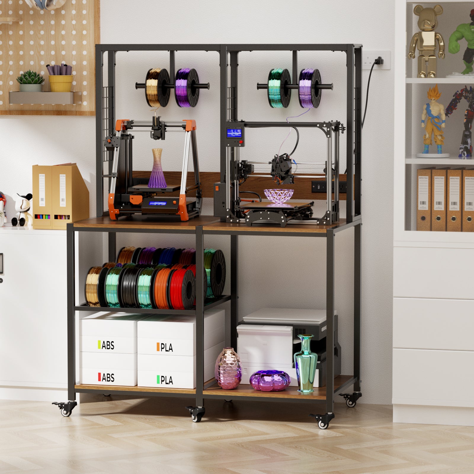 Support d'imprimante 3D double avec stockage filament