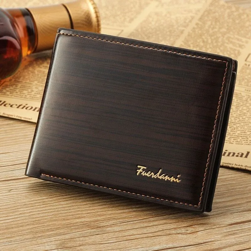 Porte-cartes de crédit en cuir bifold pour hommes Wallet Billfold Purse Clutch Billfold