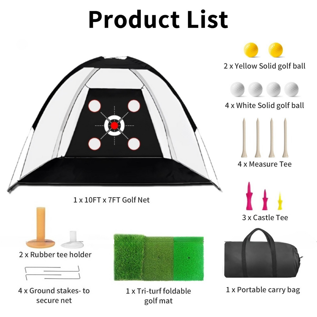 10x7ft Golf pratique Net Hitting Aid entraînement conduite saut à l'intérieur