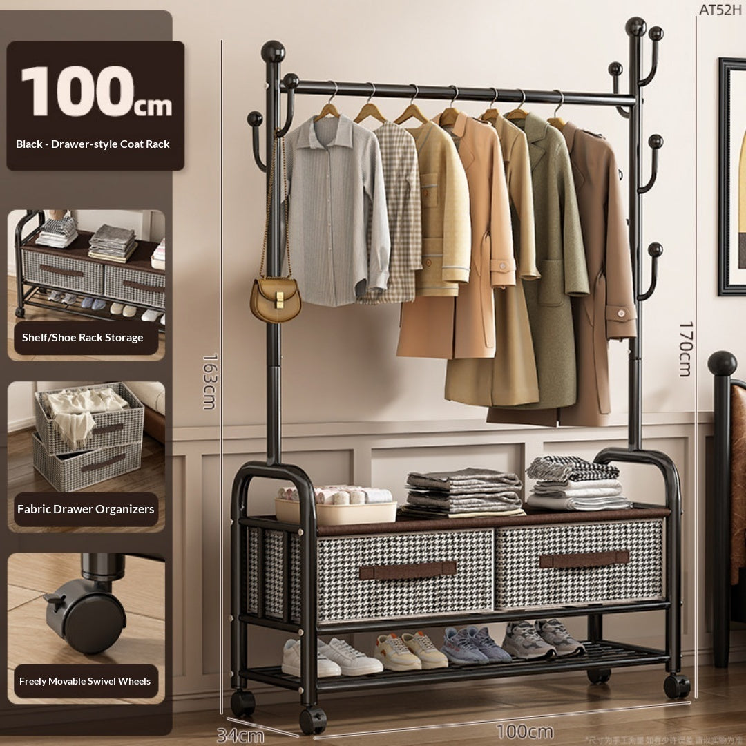Étage de rack de vêtements Tiroir amovible Armoire Rack Chambre à accrocher Rack Balcon