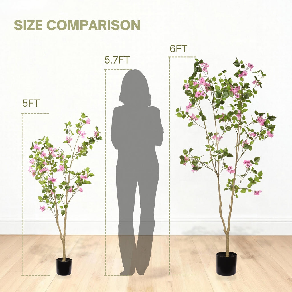 5FT Bougainvillea artificielle Arbre avec pot en plastique noir
