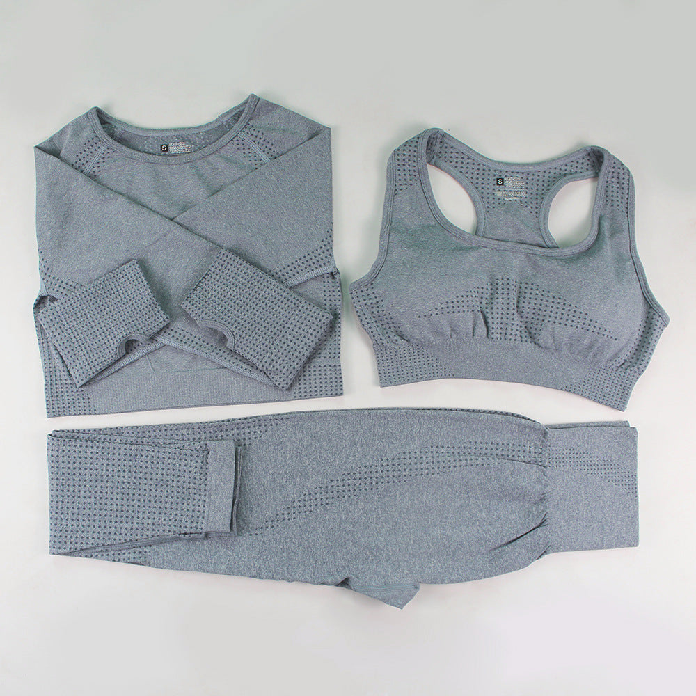 Top à manches longues et pantalons de soutien-gorge en trois pièces