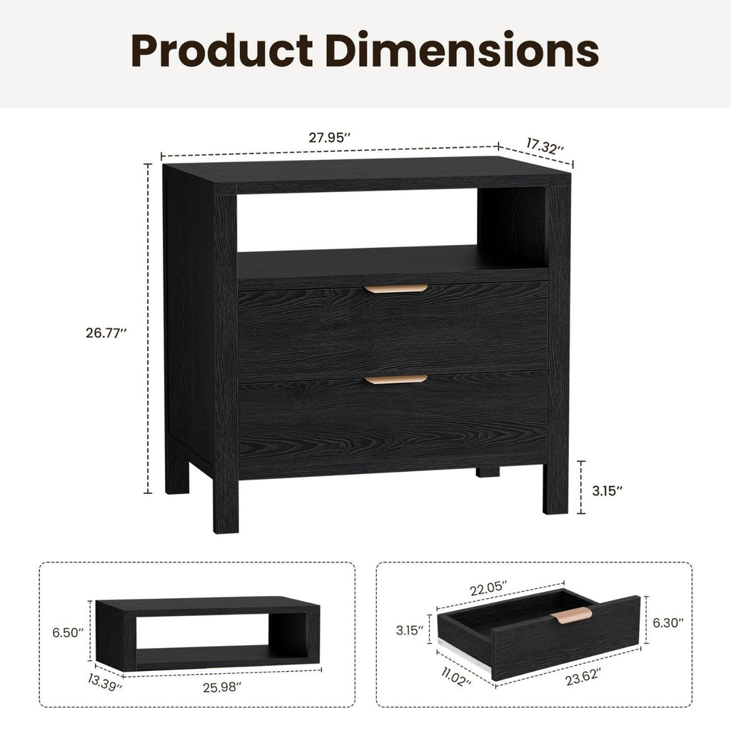 Table de chevet avec 2 tiroirs et plateau