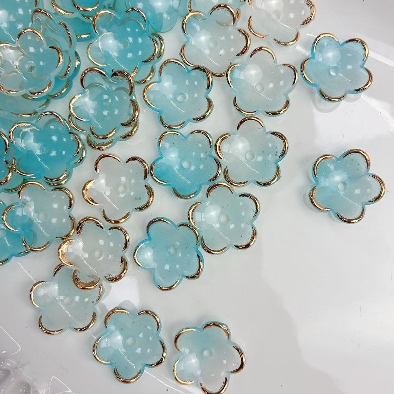 Perles de fleurs acryliques dorées à deux tons