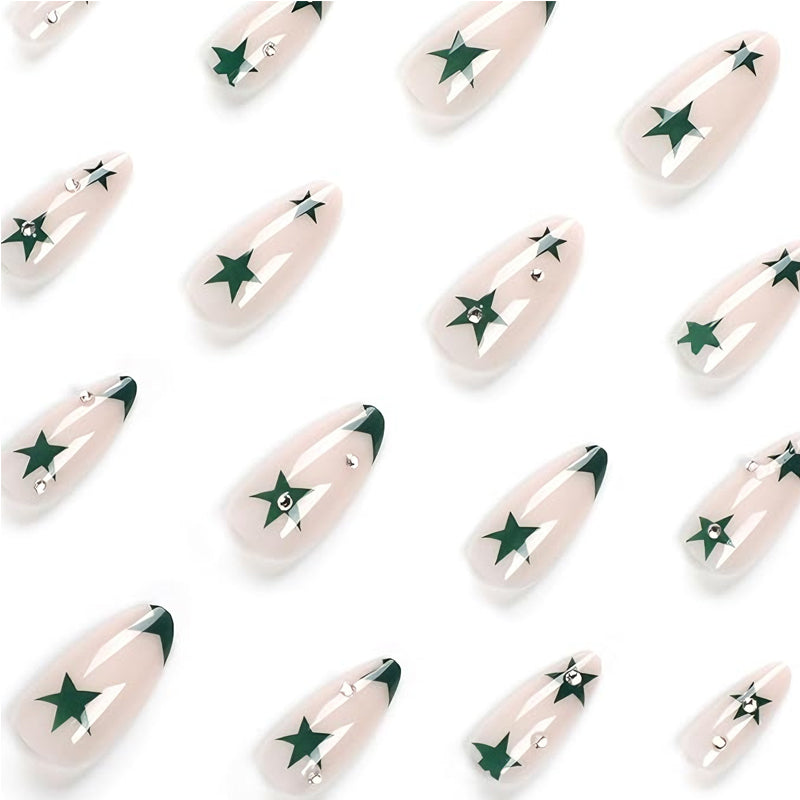 24 PCS Green Star Nail Art