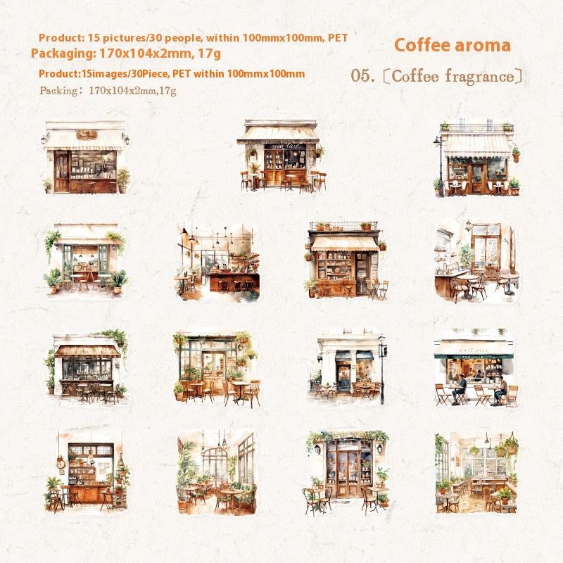 Walking Coffee House série de café thème compte main bricolage matériel décoratif Sticker