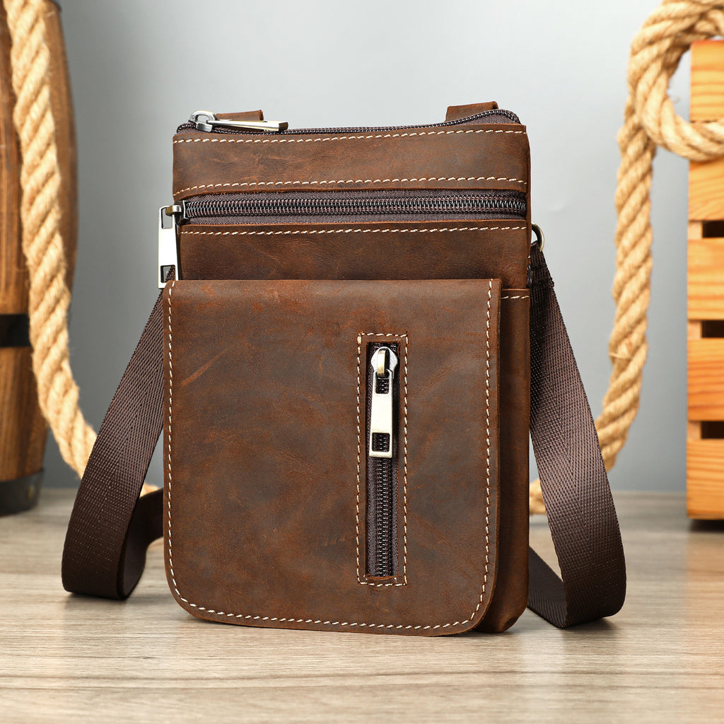 Retro Premier couche Cowhide Crazy Horse sac de corps en cuir