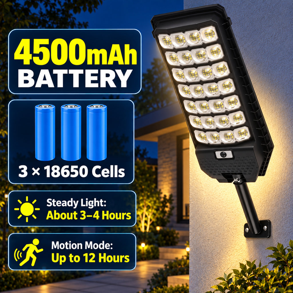 Solar Powered Motion Sensor Outdoor Light W7208 7 Noir pour Garden Yard Street Wall LED