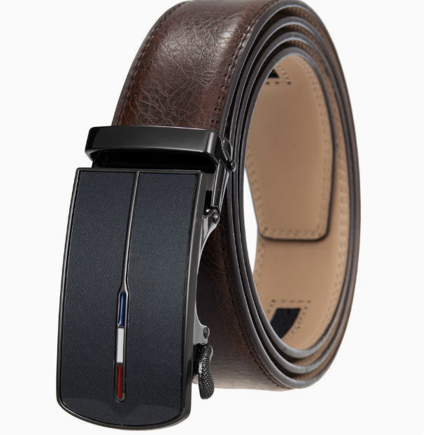 Cowhide en cuir homme Mode pantalon ceinture en cuir élégant