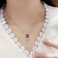 S925 Argent 4.3g Ruby Paraiba Lariat Collier créé en laboratoire
