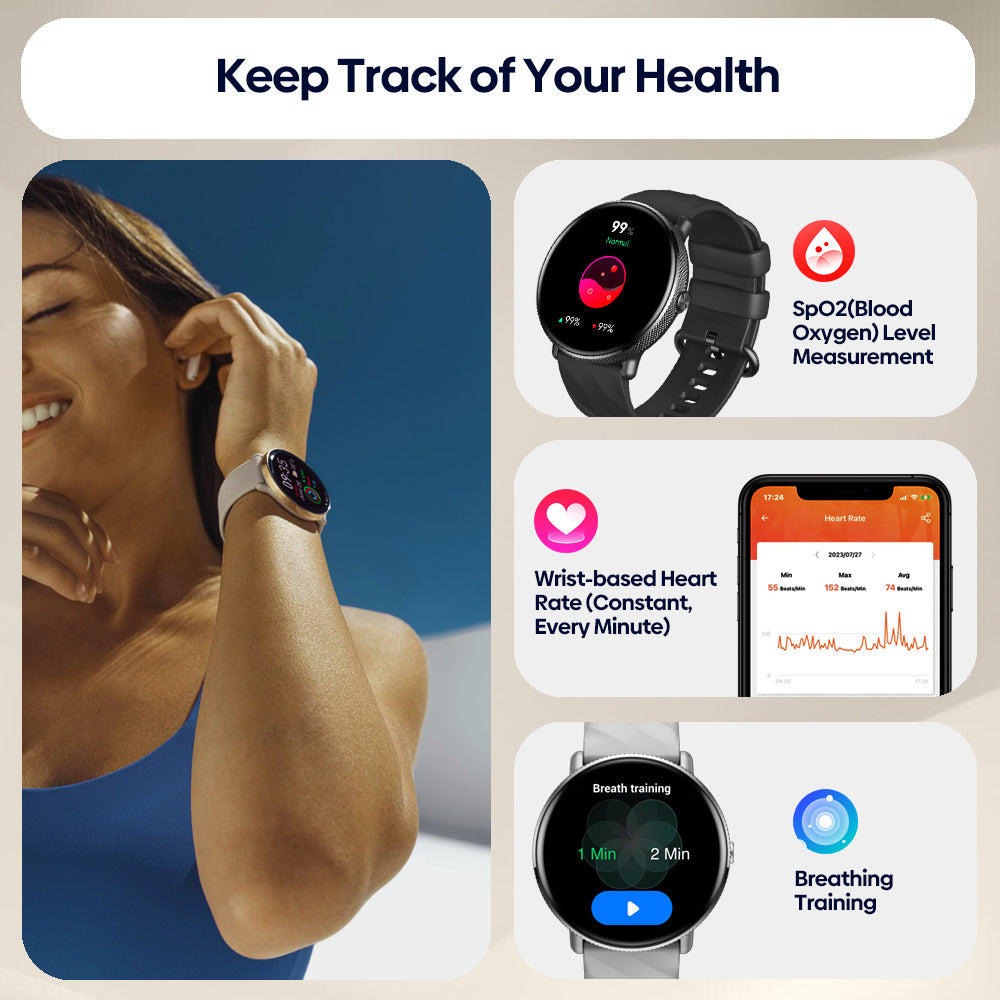 Fitness Sports Display 316L en acier inoxydable montre intelligente pour femmes