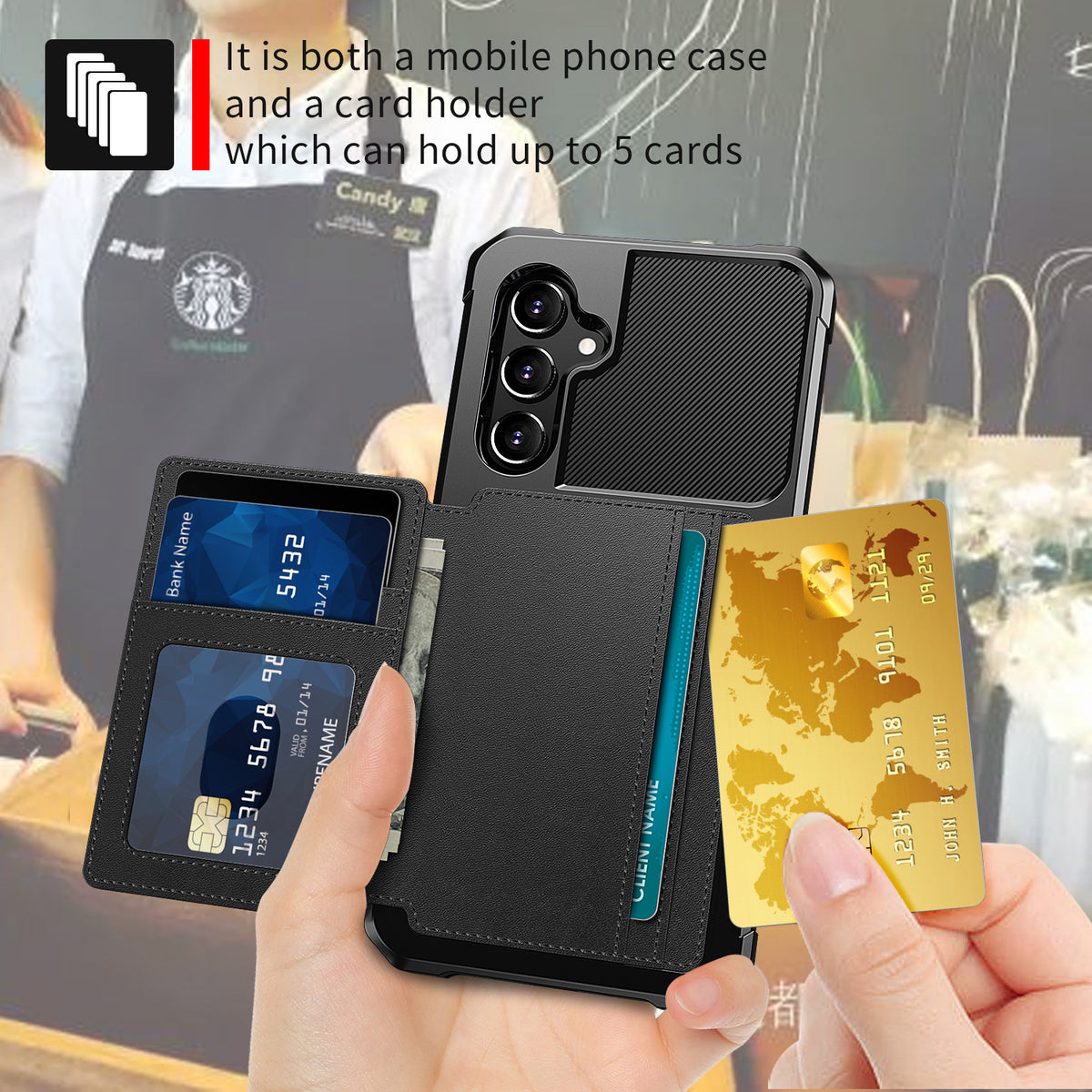 Insertion de carte Étui en cuir Protection pour téléphone Résistant aux chutes