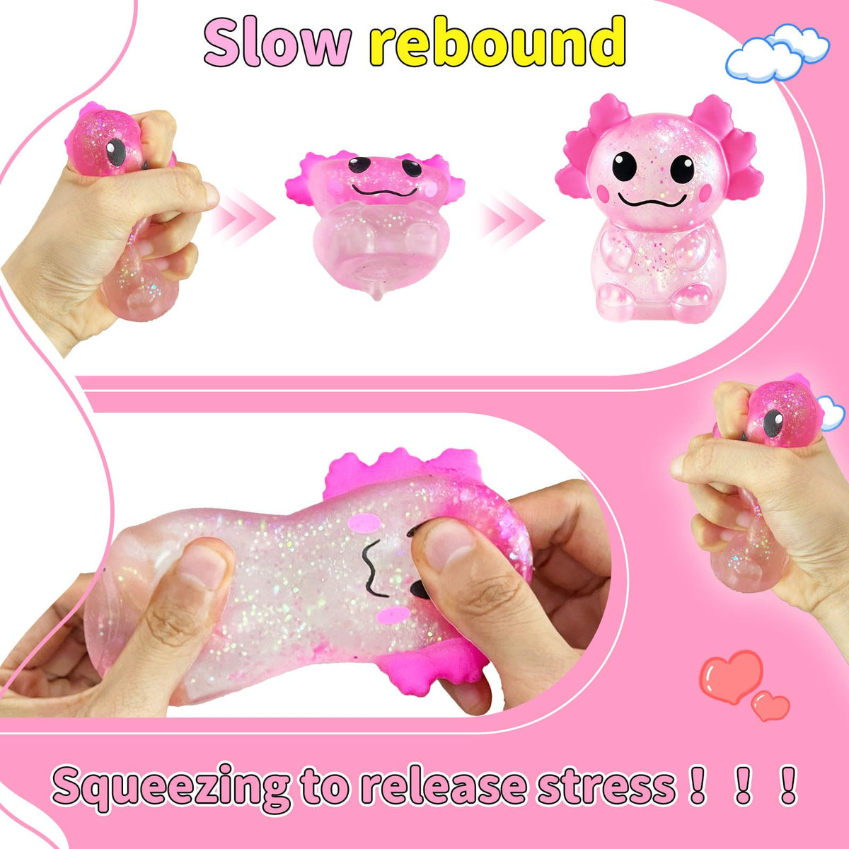 1PCS Glitter Axolotl Squishy