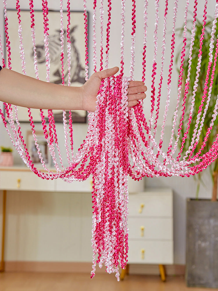 Pour le salon Partition Rideau Ligne Perle Rideau de porte Punch-free Mariage Argent Silk T