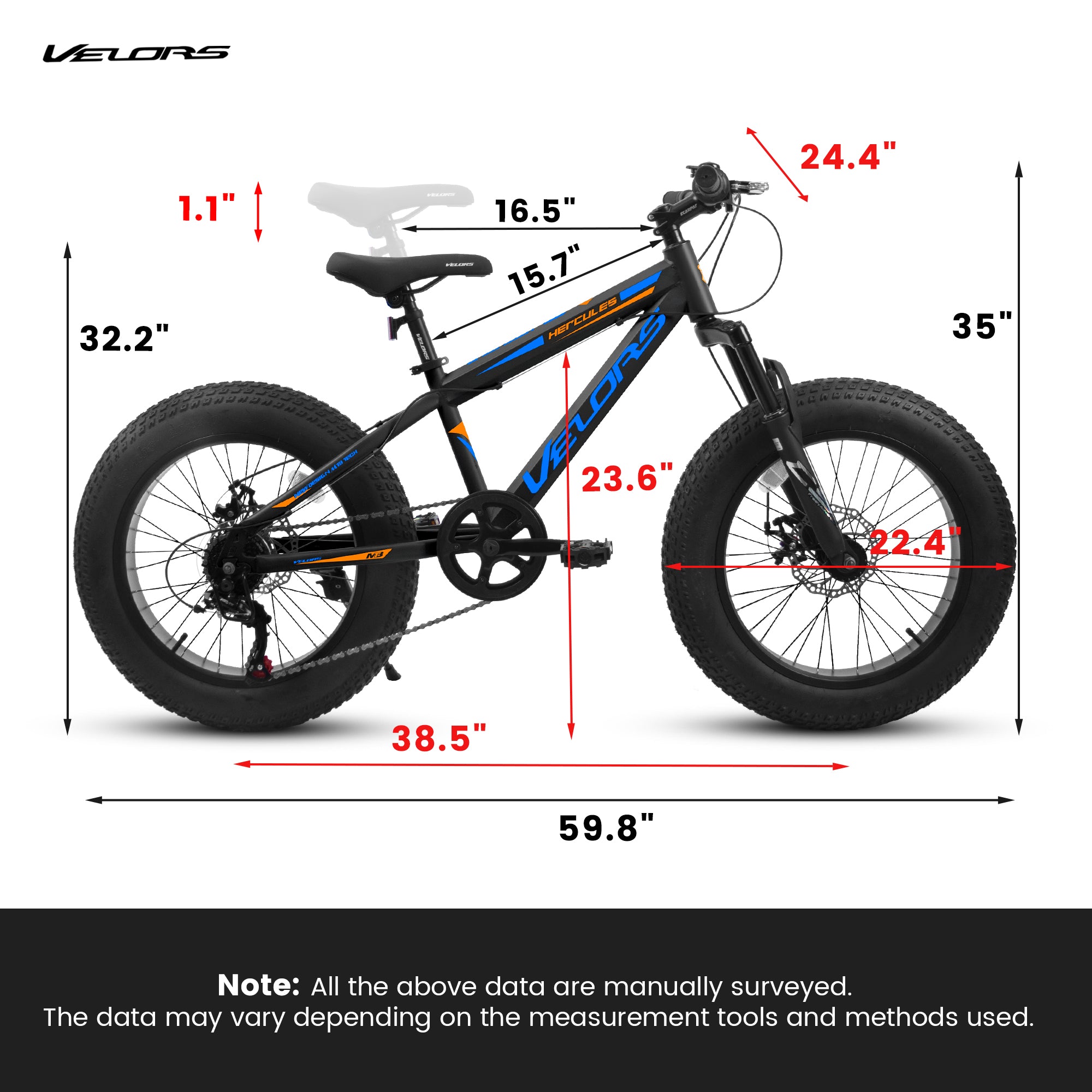 V202035 20 pouces Fat Tire Bike 7 Speed Mountain Bike
