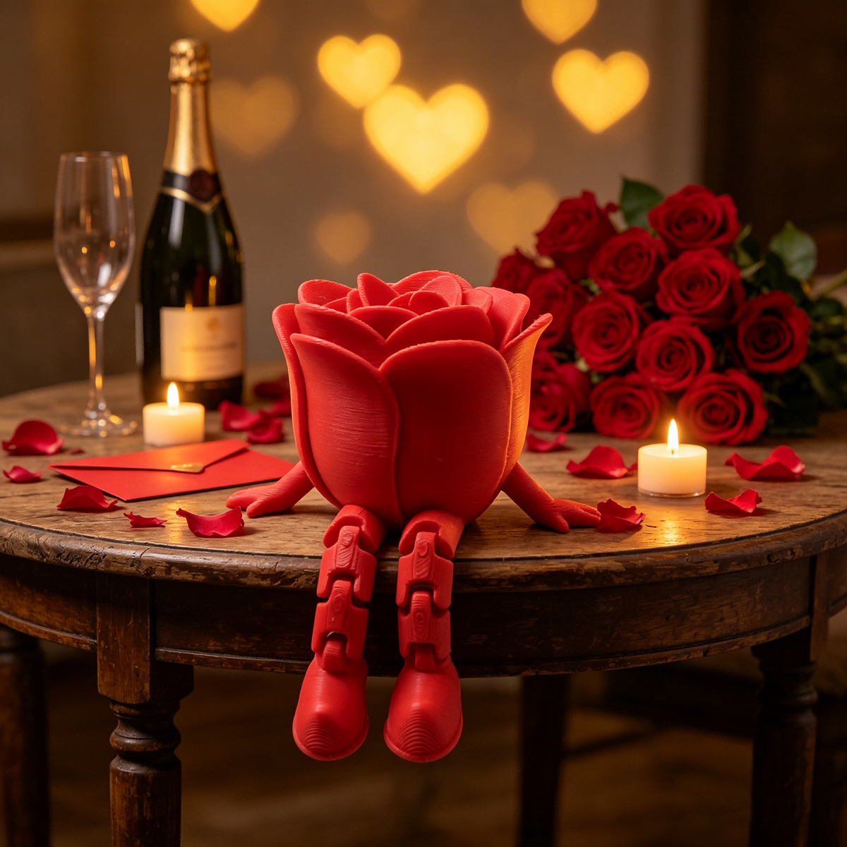 Figurine mignonne rose imprimée 3D assise