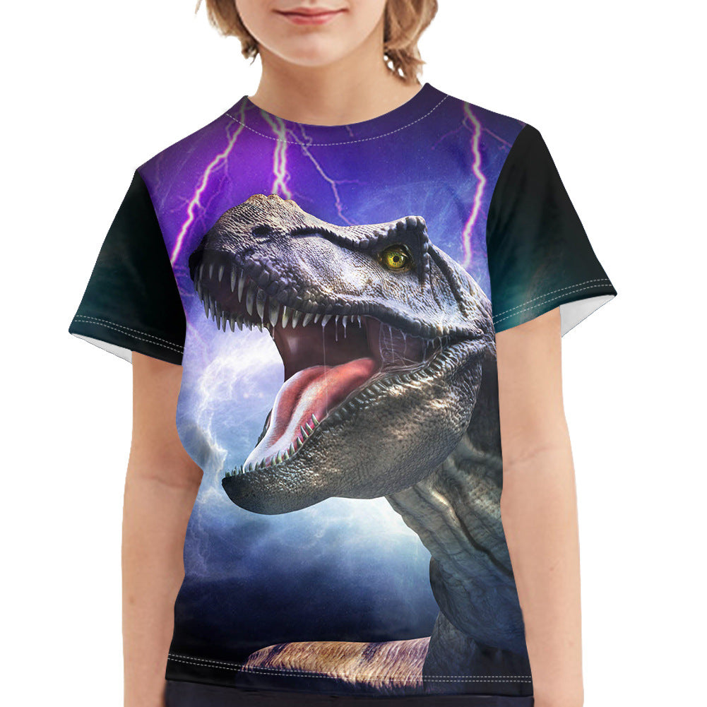 T-shirt dinosaure d'été imprimé complet pour garçon