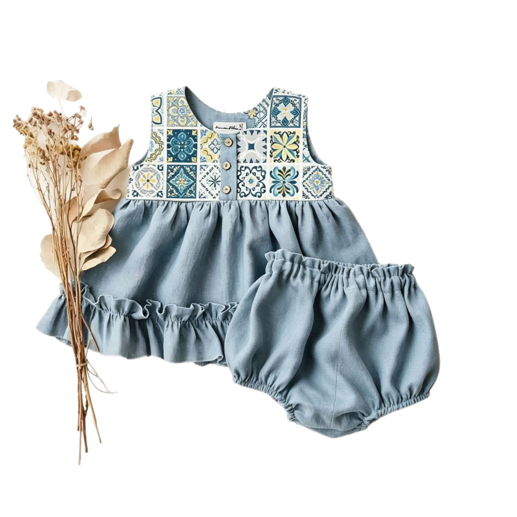Filles bébé Outfit Veste sans manches avec short volant
