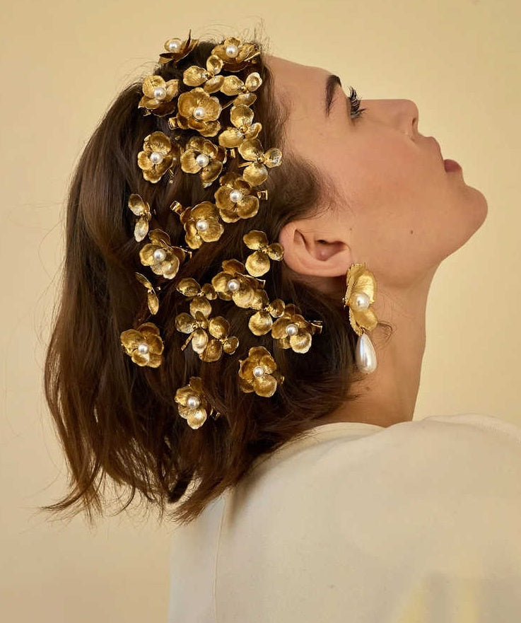 Gold Flower Pearl Barrettes Mode Accessoires pour cheveux de mariée