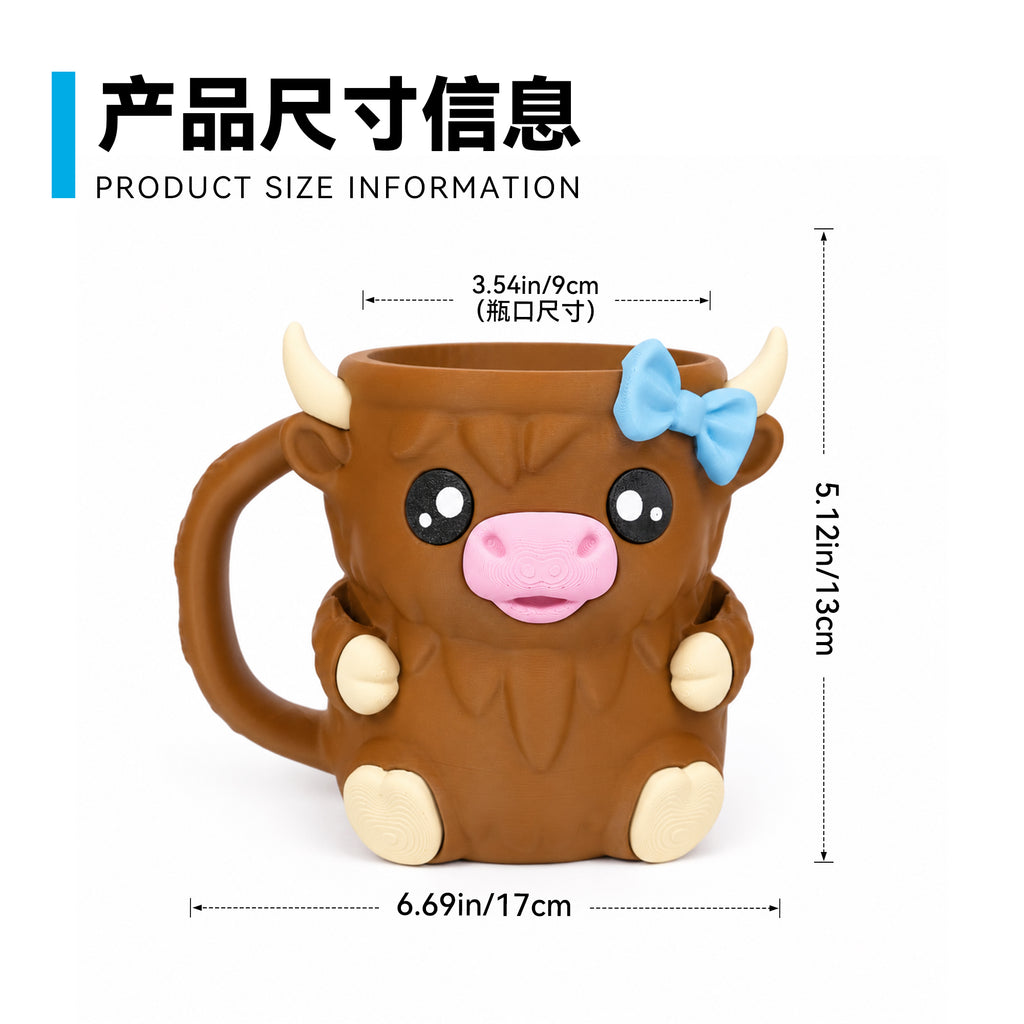 1PC 3D Imprimé Pinte de crème glacée pour animaux avec poignée