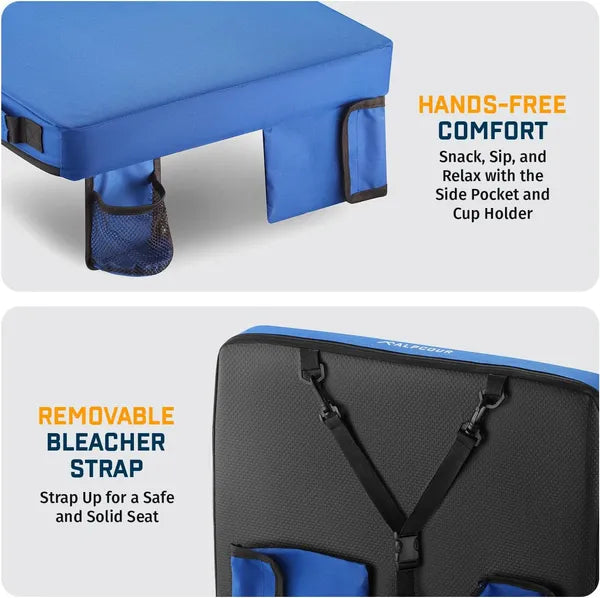 Coussin de siège de stade extra épais portable Alpcour - 21x 15 pouces Coussin bleacher avec côté