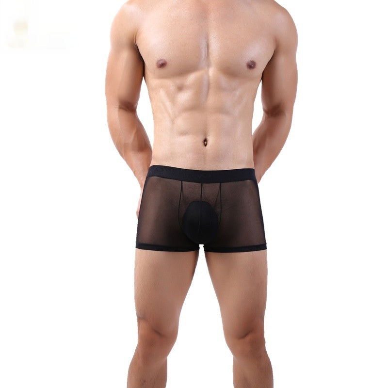 Short de boxer homme Mesh quatre corners transparent mince