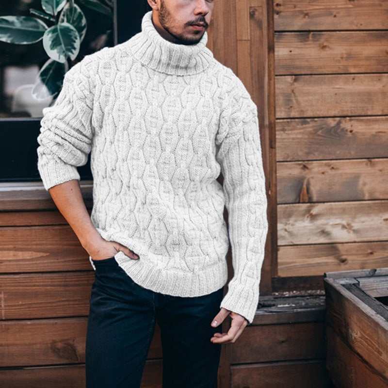 Homme Couleur solide Tendance Tendance Col Tortue Chandail tricoté