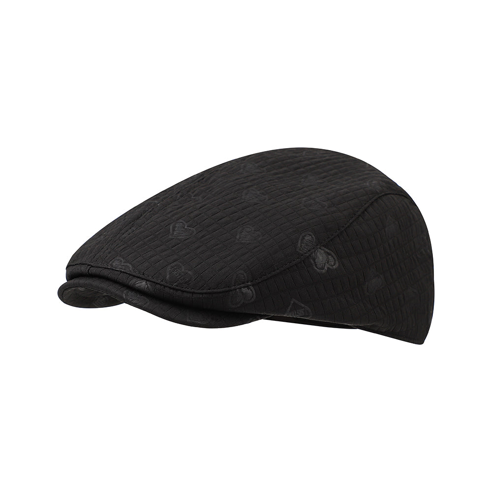 Femmes Textured Grid Pattern Dotted Heart British Retro Style Short Brimmed Forward Hat S