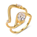 S925 Argent plaqué or 2ct Coussin Moissanite Ensemble de mariage 6x8mm D Couleur VVS1 Wave Wrap Des