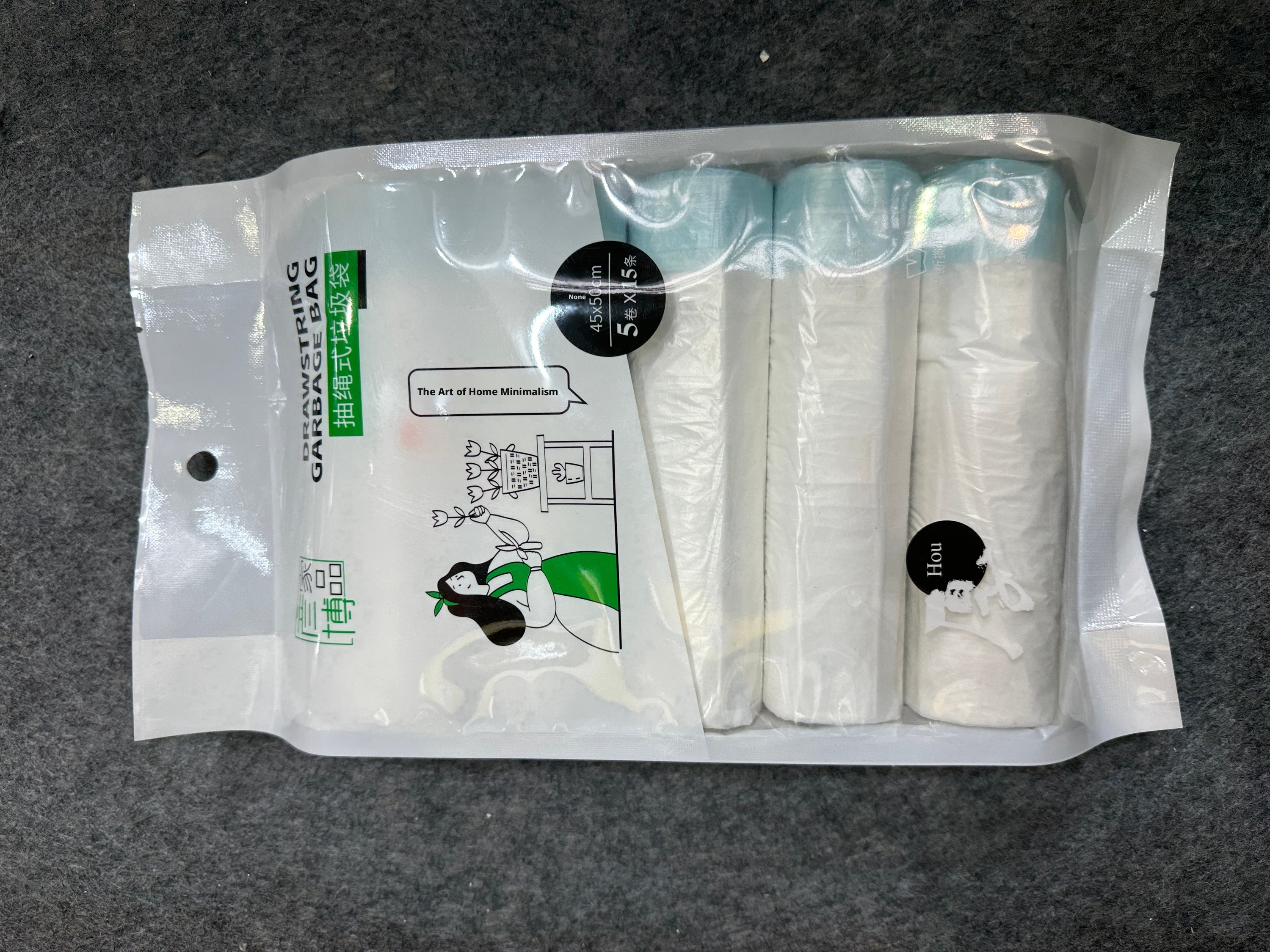 Sac à ordures à cornes-PE-15 en rouleau simple-5 rouleaux-1 pièce