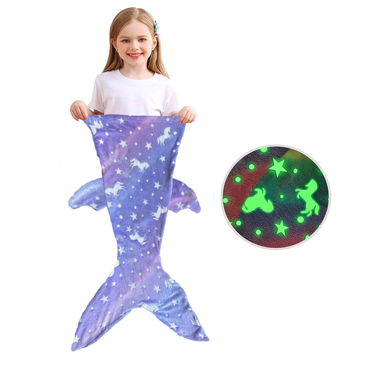 Sirène pour enfants Sac de couchage lumineux Couverture de couchage double face