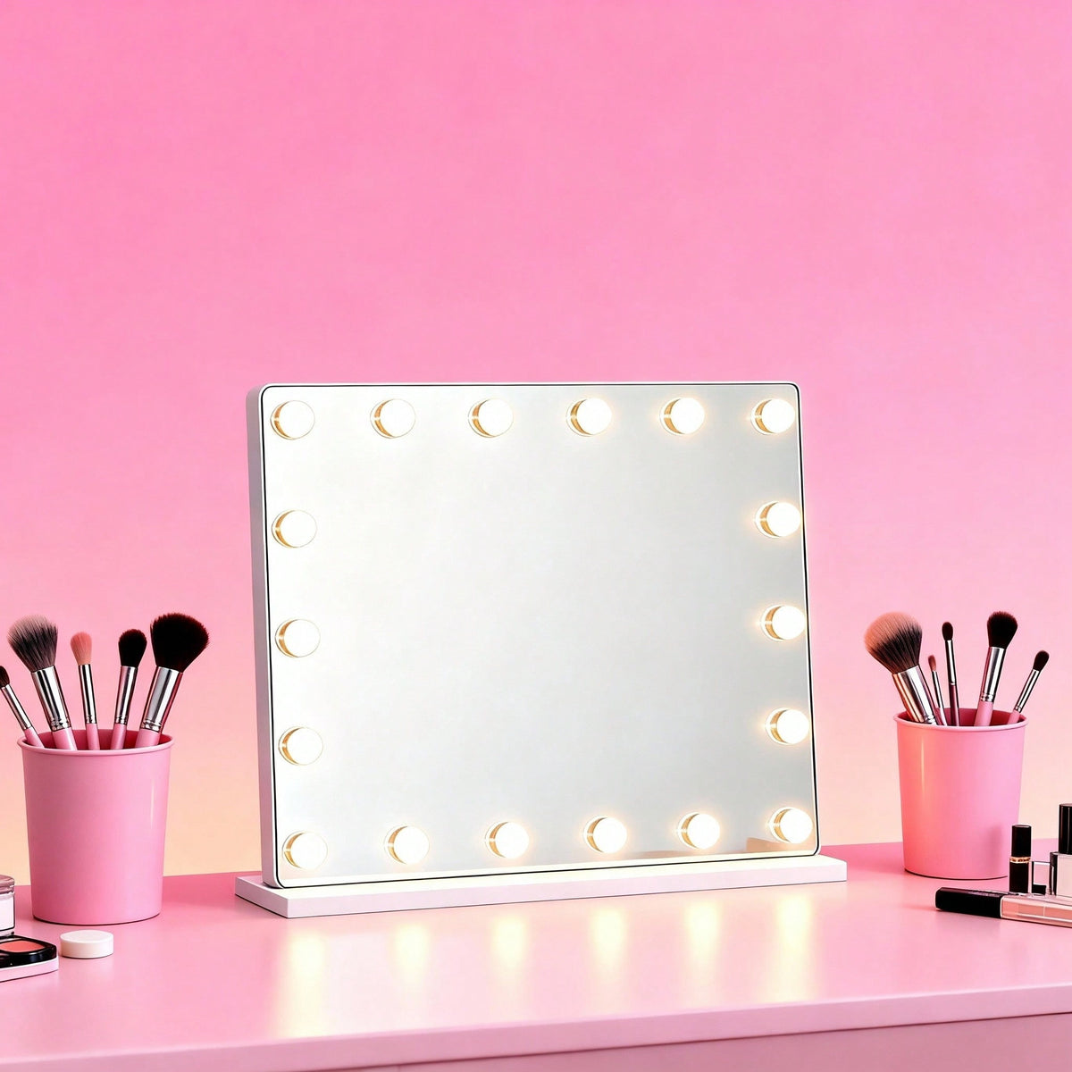 Miroir LED Vanity avec 15 ampoules - Multi Color Lighting Miroir de maquillage rechargeable pour la maison
