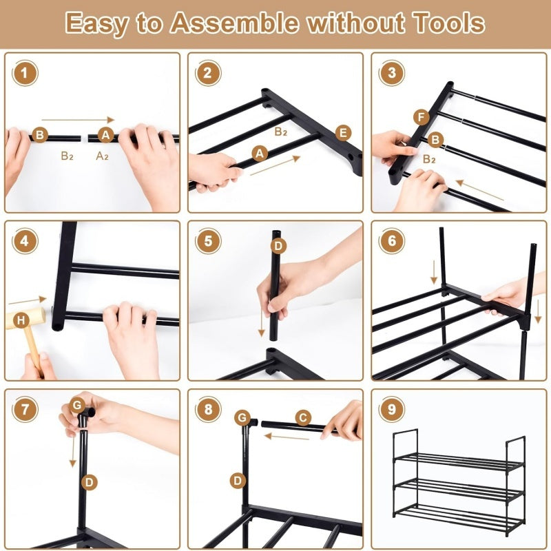Rack de chaussures 3 Tier Rangement extensible Organisateur Salle Hallway Tidy Space Saver UK