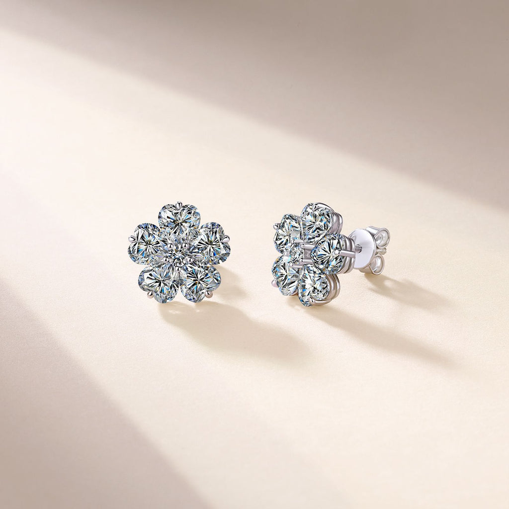 S925 Sterling Silver Flower Stud Earrings