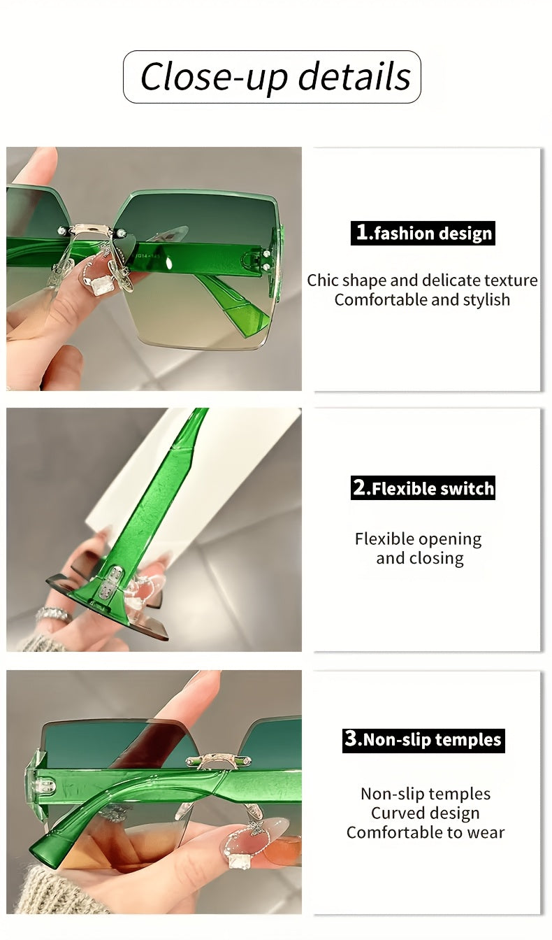 Lunettes de soleil carrées 2 paquets sans vis pour femmes