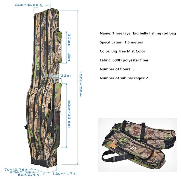 Sac de pêche Rod Sac de pêche avec 3 compartiments Sacs de pêche Rod Portable
