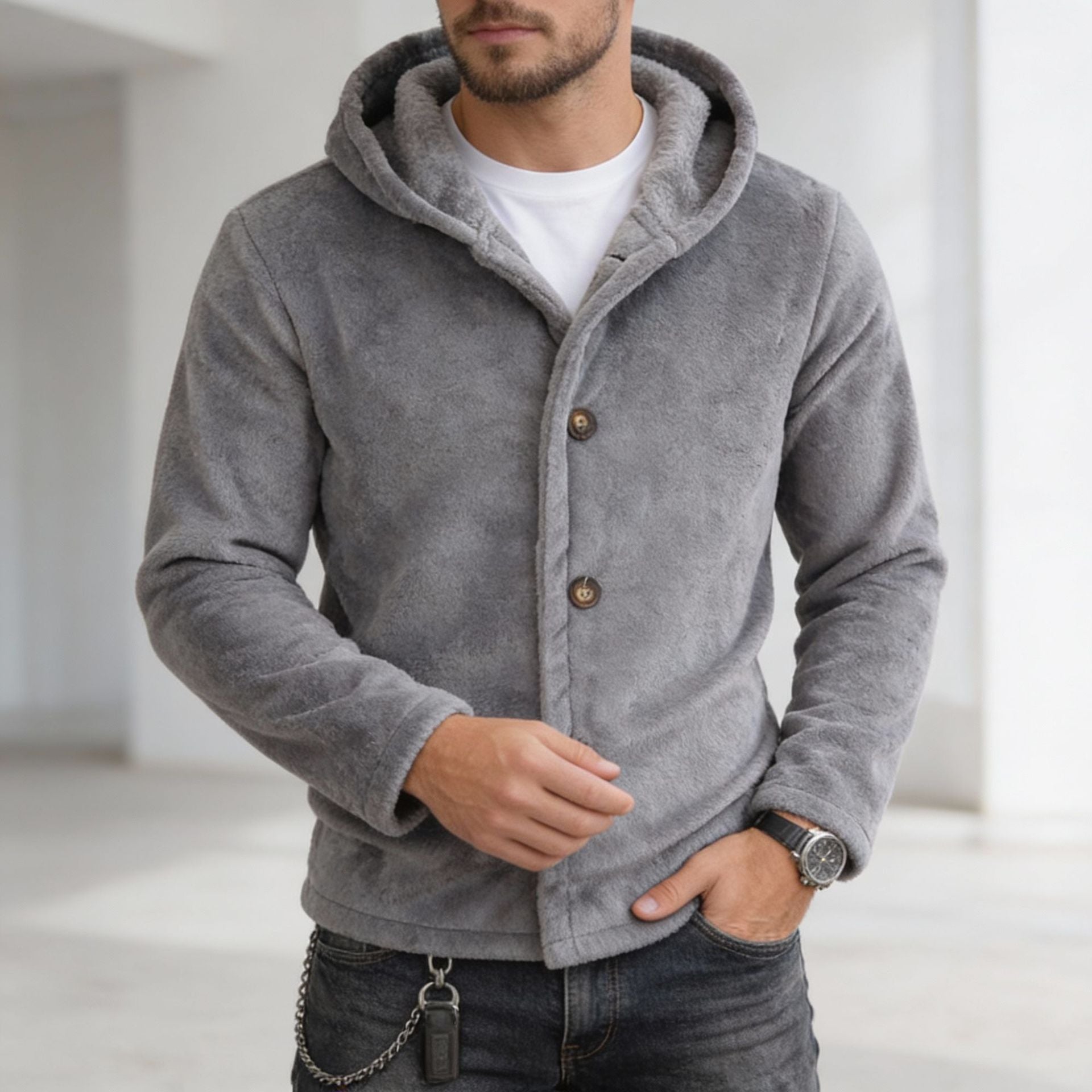 Veste de sweat à capuche à manches longues pour hommes