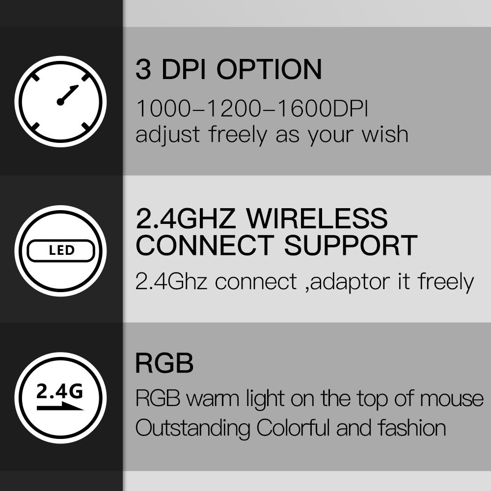 Couleur M618C RGB Vertical Wireless Ergonomic Hand-held Straight Mouse