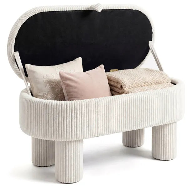 Banc de stockage Corduroy de 42 pouces Beige