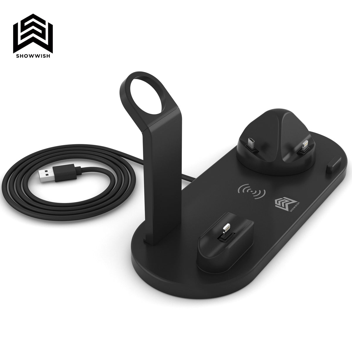 Multifunction 6-in-1 Vertical Wireless Desktop Phone Charging Stand