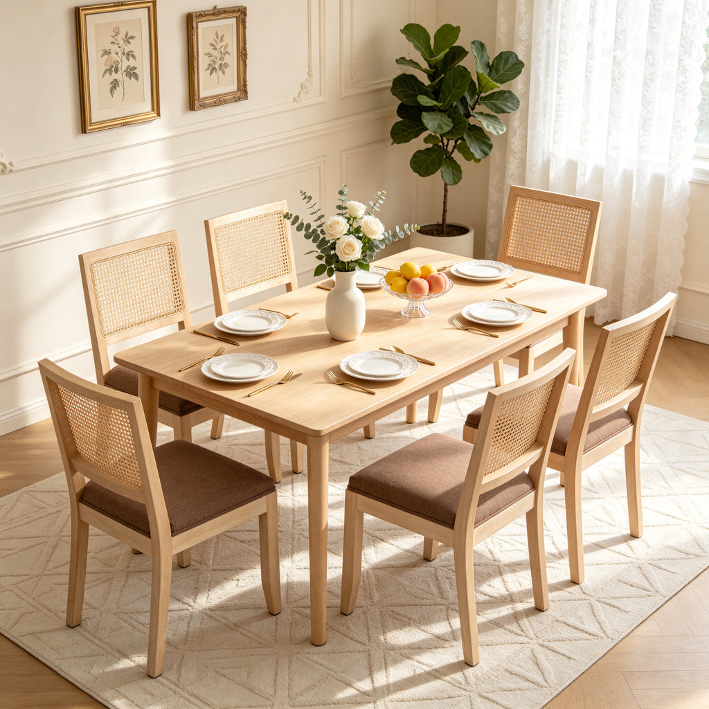 Agritourisme Rattan Chaises à manger Ensemble de 2