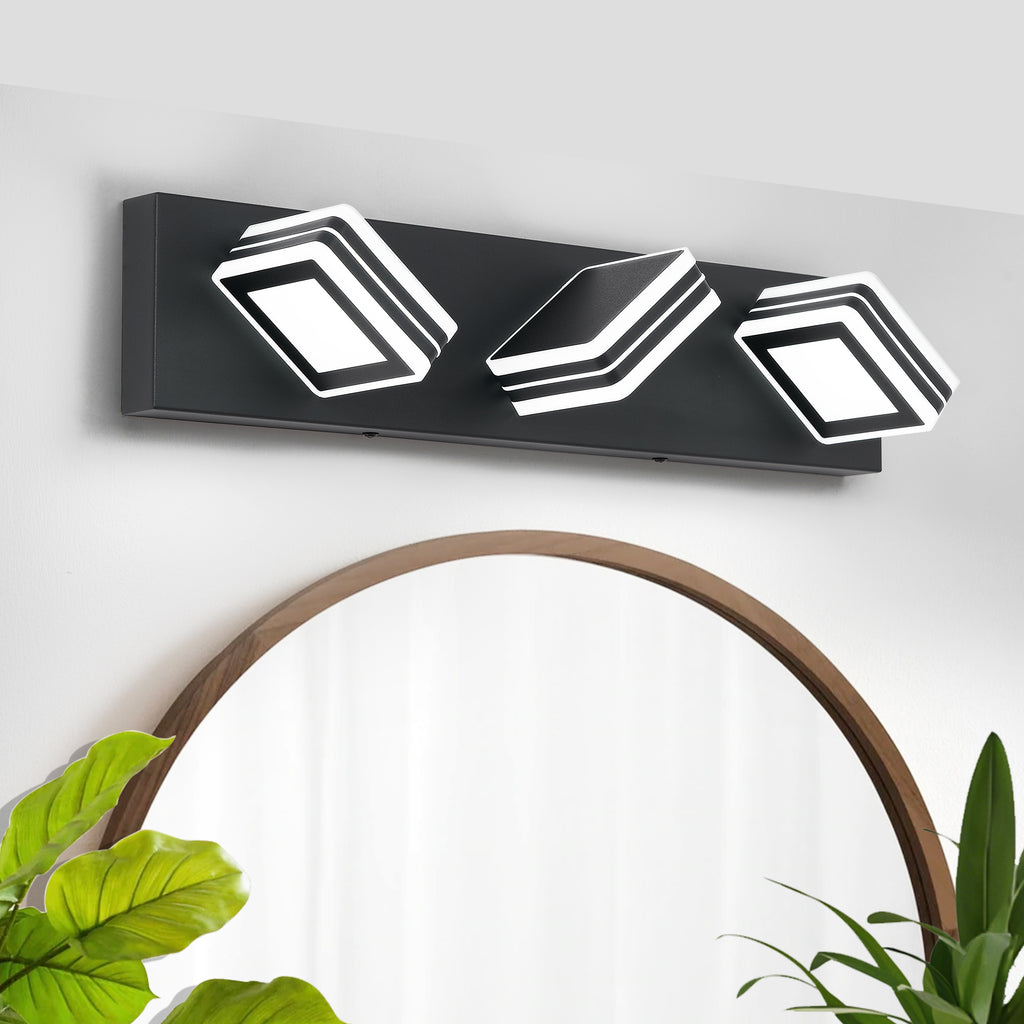 Matte Black Vanity luminaires 3 lumières haut et bas LED salle de bain moderne lumières de Vanity O