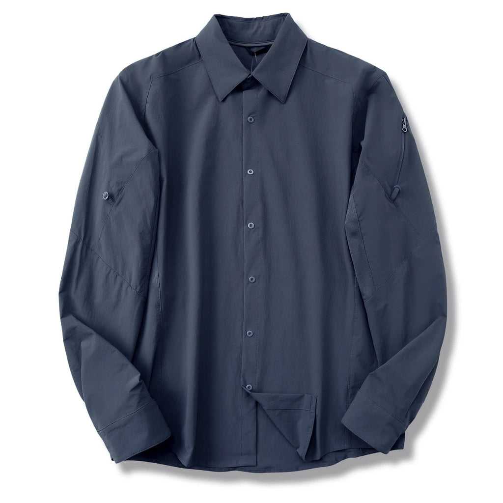 Hommes Technical Outdoor Quick Dry Long Sleeve Shirt sous-arm ventilé Mesh Zipper Sleeve P