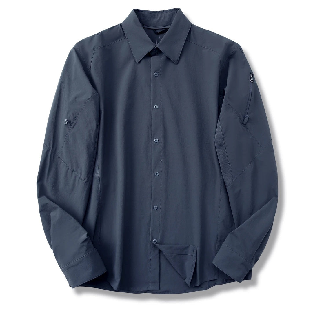 Hommes Technical Outdoor Quick Dry Long Sleeve Shirt sous-arm ventilé Mesh Zipper Sleeve P