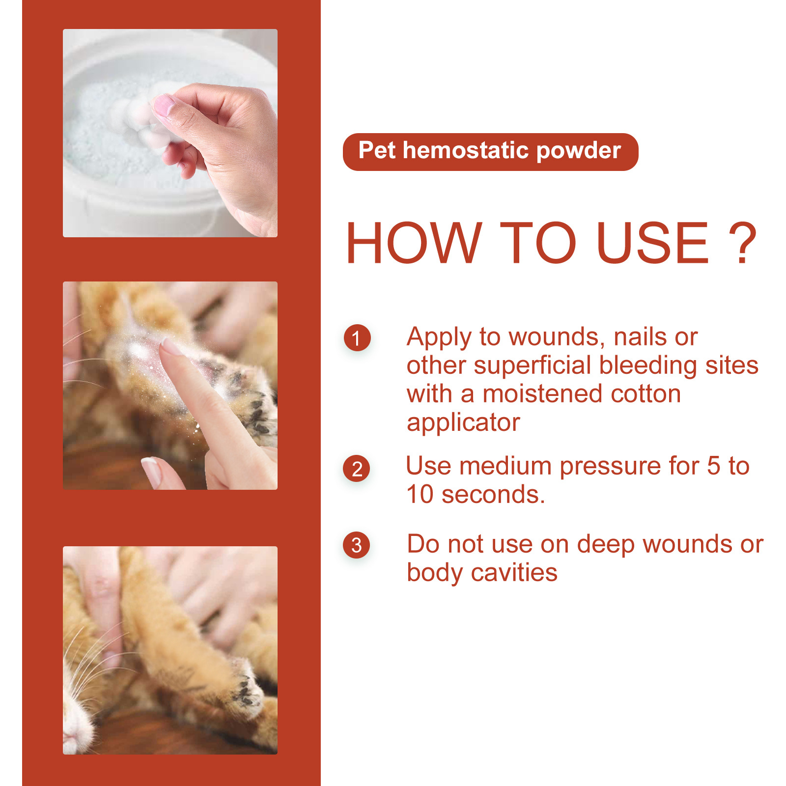 Poudre hémostatique pour animaux de compagnie