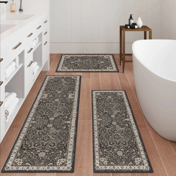 Kitchen Rug Sets of 3 Lavable Boho Kitchen Rugs and Runner Carpets Non Slip Kitchen Area