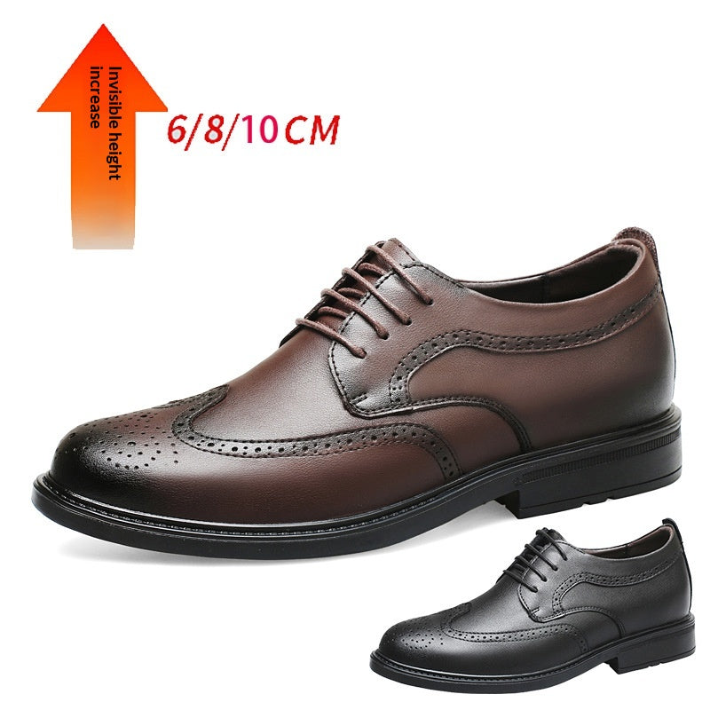 Chaussures en cuir casual de 8cm de plus invisible à semelle épaisse