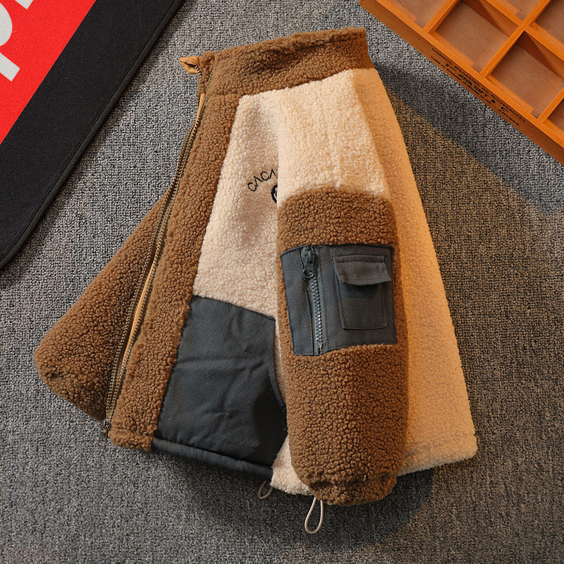 Couleur contrastante Laine d'agneau tendance chaud