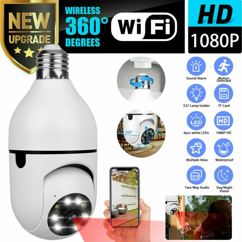 Caméra d'ampoule IR E27 1080P HD sans fil Wifi Smart Caméra de sécurité maison
